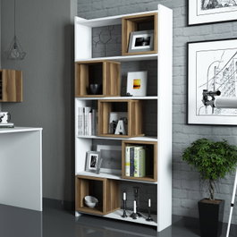 Hanah Home Estantería Moderna Blanco y Nogal